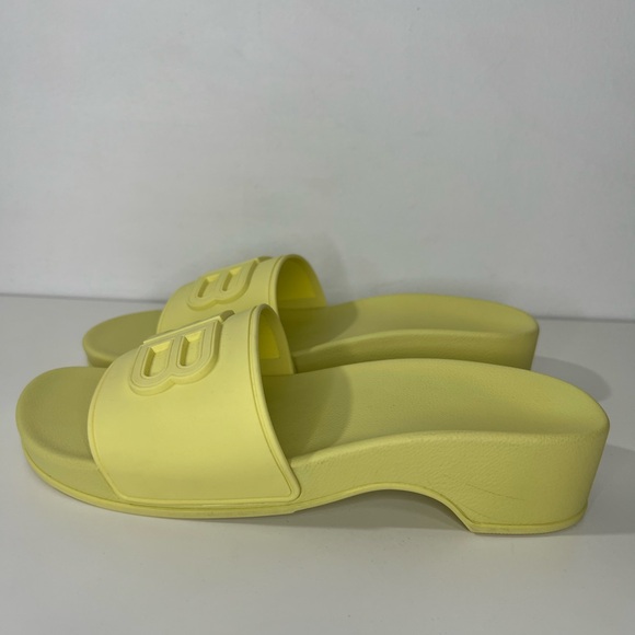 Balenciaga BB Logo Rubber Pool Wedge Slide Sandal Clog Heels - Picture 11 of 14